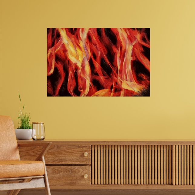 Fire Abstract Flame Red Gold Art Poster (Living Room 2)