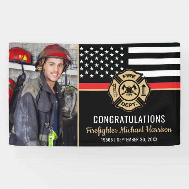 Fire Academy Graduation Firefighter Photo Banner (Horizontal)