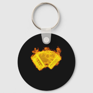 Fire Accordion Keyboard Instrument Key Ring