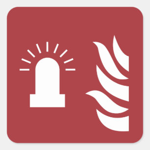 Fire Alarm Flashing Light Safety Sign Square Sticker