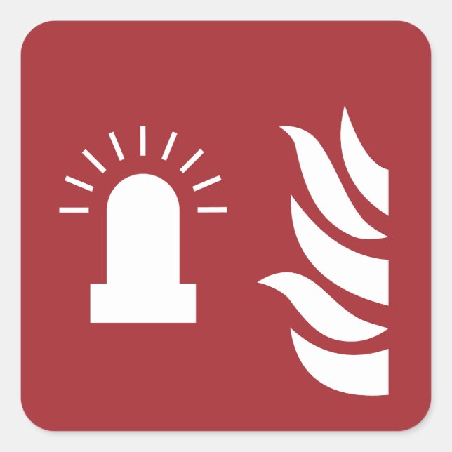 Fire Alarm Flashing Light Safety Sign Square Sticker (Front)