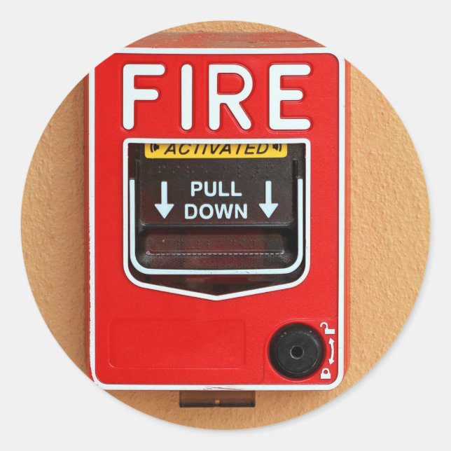 Fire Alarm Handle Classic Round Sticker (Front)