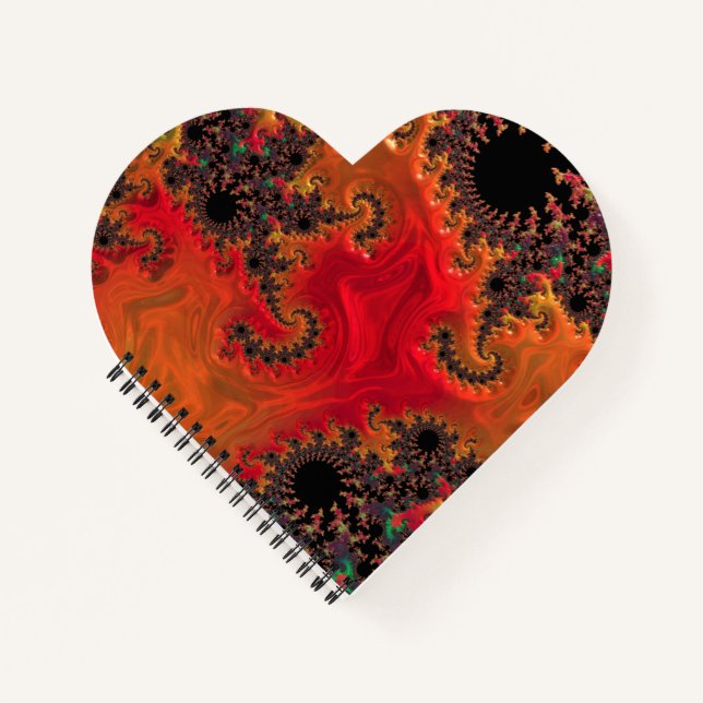Fire and Beauty Heart Shaped Notebook (Front)