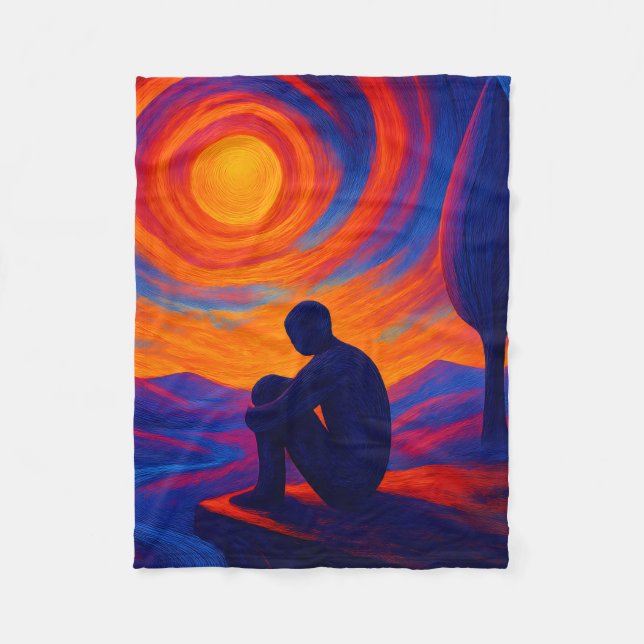 Fire and Calm Cozy Abstract Fleece Blanket (Front)