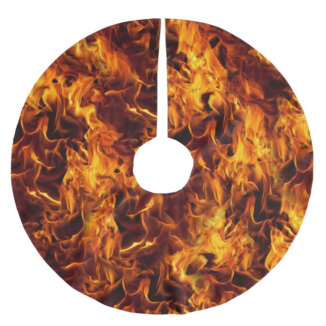 Fire and Flame Pattern Brushed Polyester Tree Skirt (Front)