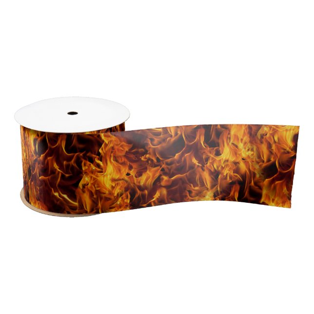 Fire and Flame Pattern Satin Ribbon (Spool)
