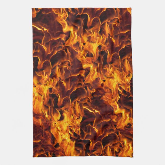Fire and Flame Pattern Tea Towel (Vertical)