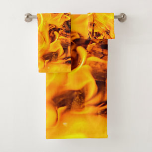 Fire And Flames Pattern Bath Towel Set