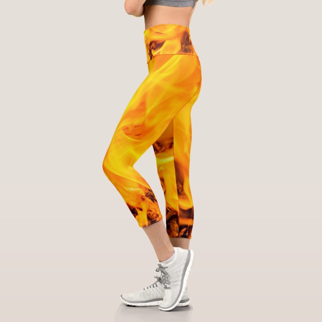 Fire And Flames Pattern Capri Leggings (Left)