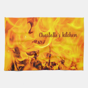 Fire And Flames Pattern Tea Towel