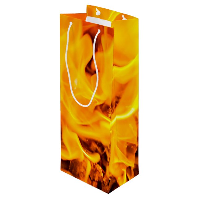 Fire And Flames Pattern Wine Gift Bag (Back Angled)
