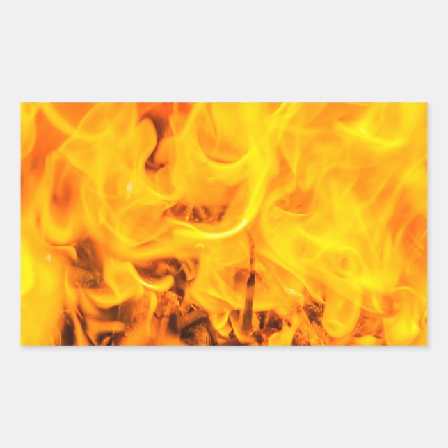Fire and flames rectangular sticker (Front)