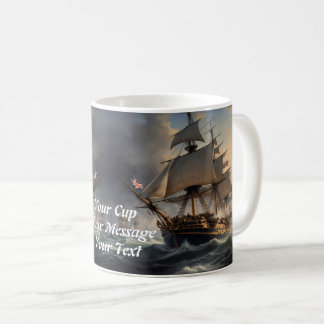 Fire and Foam: The English Warship of 1805 Coffee Mug