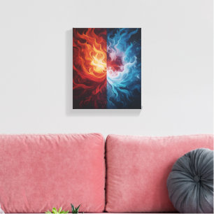 Fire and Ice Abstract Elemental Dualism Art Canvas Print