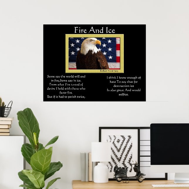 Fire And Ice Bald Eagle 4th Of July Posters 14 (Home Office)