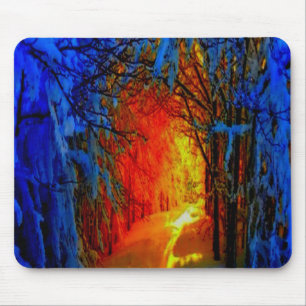 Fire and Ice Beautiful Artistic Blue, Orange, Red Mouse Pad