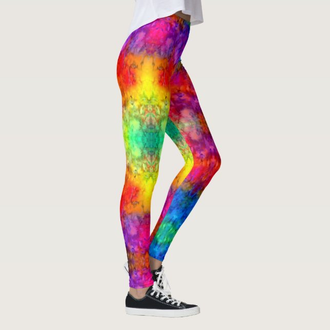 [Fire and Ice] Bright Bold Rainbow Tie-Dye Leggings (Right)