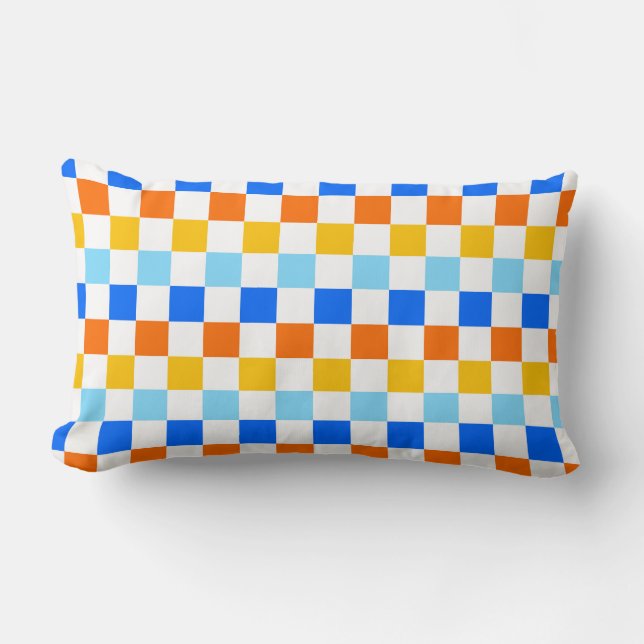 Fire and ice checkerboard pattern lumbar cushion (Front)