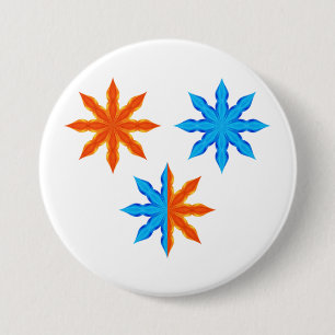 Fire and Ice Eight Point Stars 7.5 Cm Round Badge