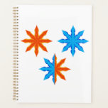 Fire and Ice Eight Point Stars Planner<br><div class="desc">Organize your days with this fire and ice eight point star spiral planner. The cover features a brilliant symmetrical graphic of orange flames and blue water petals that provides daily inspiration. This modern geometric notebook is perfect for students, professionals, or anyone who loves abstract celestial art. The high contrast elemental...</div>