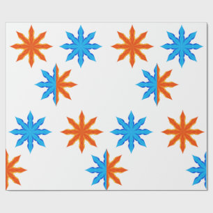 Fire and Ice Eight Point Stars Wrapping Paper