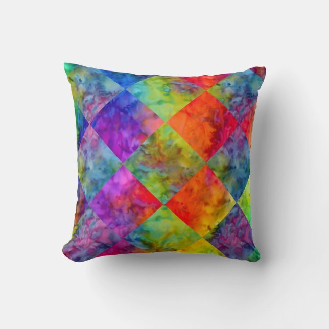 [Fire and Ice: Harlequin] BoHo Gypsy Tie-Dye Cushion (Front)