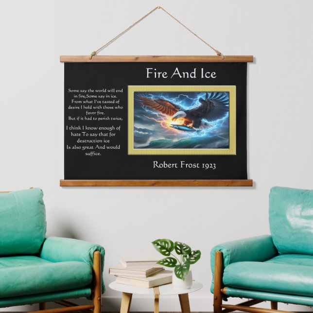 Fire And Ice Majestic Eagle Grasping Prey Hanging Tapestry (Living Room)