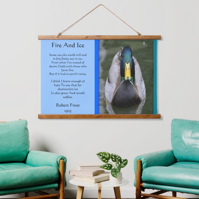 Fire And Ice Mallard Duck In Water  Hanging Tapestry (Living Room)