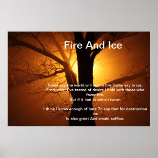 Fire And Ice Over A Burning Sunset Tree Poster