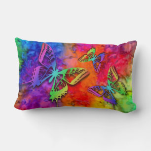 [Fire and Ice] Rainbow Boho Butterfly Tie-Dye Lumbar Cushion