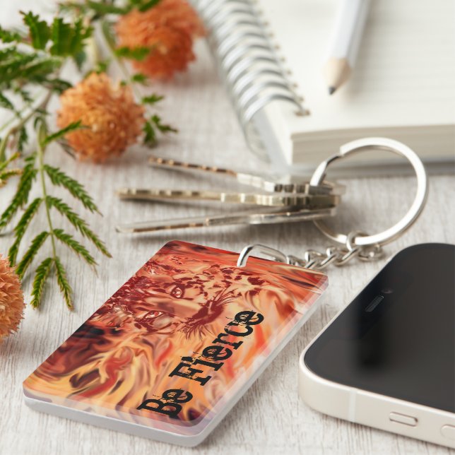Fire and ice snow leopard key chain (Front Right)