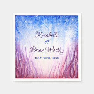 Fire and Ice Wedding   Blue and Red Watercolor Napkin