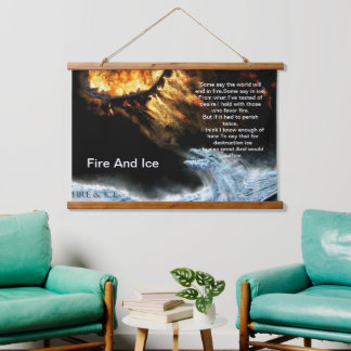 Fire And Ice With Fire Fighting Ice Dragons Hanging Tapestry