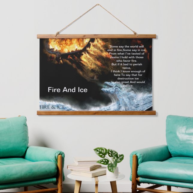 Fire And Ice With Fire Fighting Ice Dragons  Hanging Tapestry (Living Room)