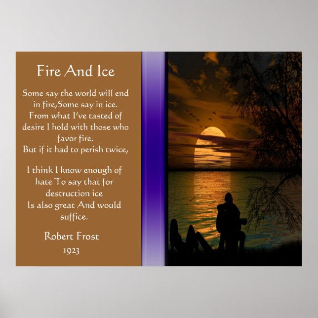 Fire And Ice With Ocean silhouette Posters (Front)