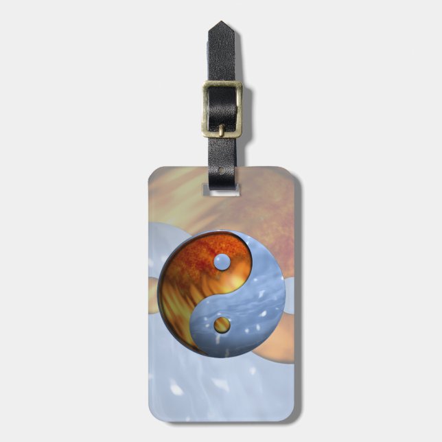 Fire and Ice Yin Yang Luggage Tag (Front Vertical)
