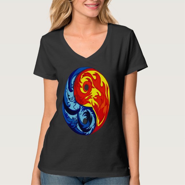 Fire and Ice Yin Yang T-Shirt (Front)