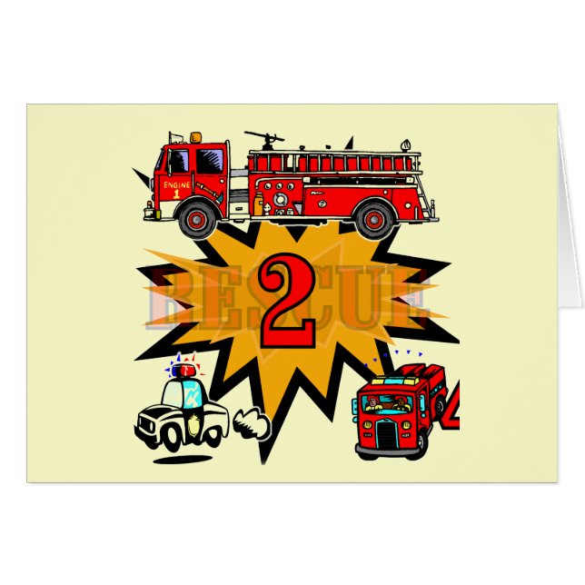 Fire and Rescue 2nd Birthday Tshirts and Gifts (Front Horizontal)