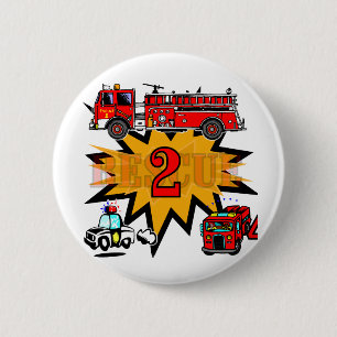 Fire and Rescue 2nd Birthday Tshirts and Gifts 6 Cm Round Badge