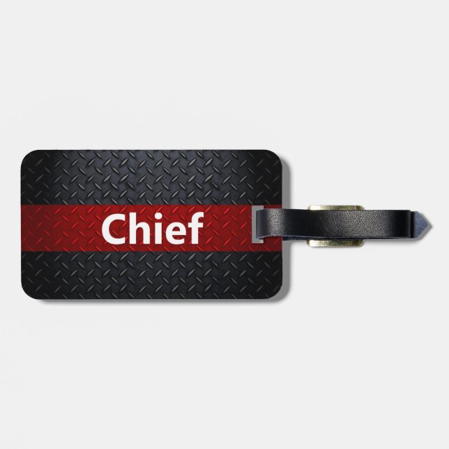 Fire and Rescue Diamond Plate Luggage Tag (Back Horizontal)