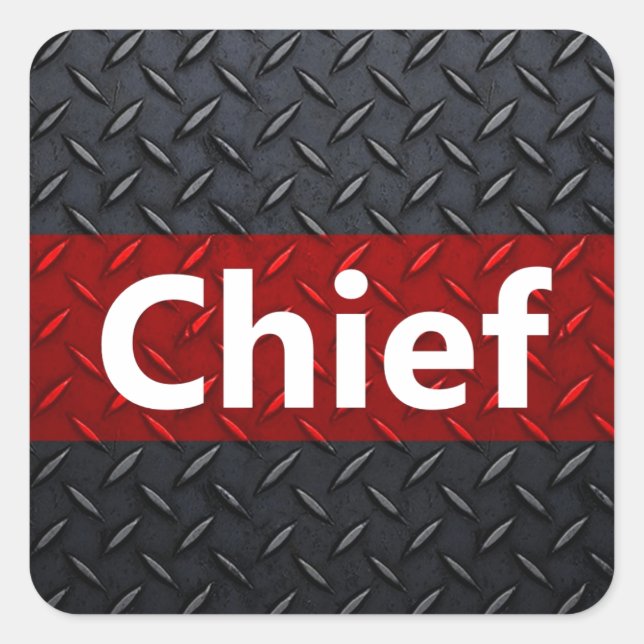Fire and Rescue Diamond Plate Square Sticker (Front)
