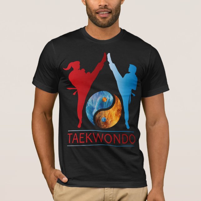 Fire And Sea Ying And Yang Symbol Taekwondo T-Shirt (Front)