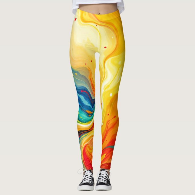 Fire and Water Abstract Leggings (Front)