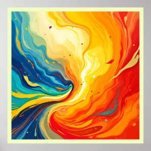 Fire and Water Abstract Poster