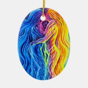 Fire and water ceramic tree decoration