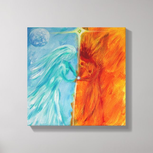 Fire and Water, Divine Masculine and Feminine Canvas Print (Front)