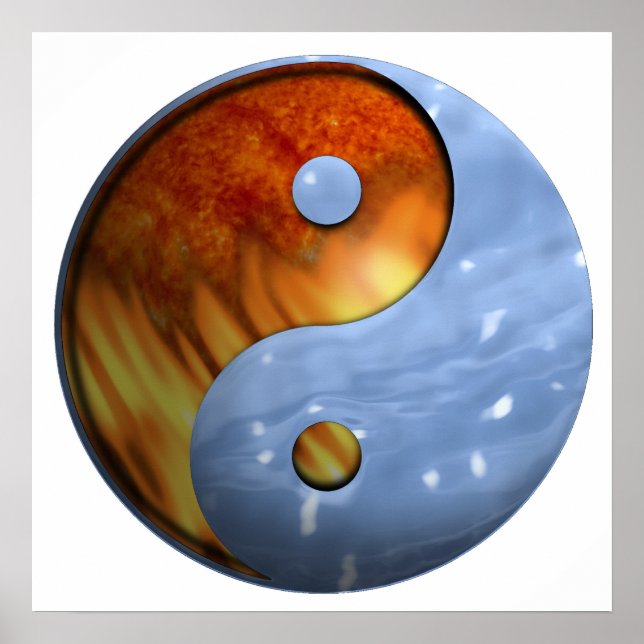 Fire and Water Yin and Yang Symbol Poster (Front)