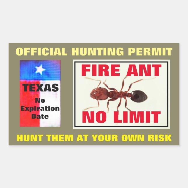 Fire Ant Hunting Permit Rectangular Sticker (Front)