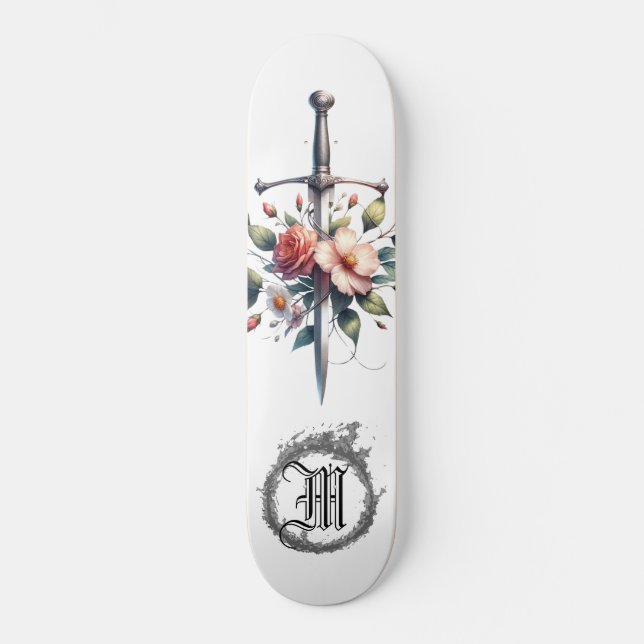 *~* Fire AP88 Mediaeval Sword Floral Floral Skateboard (Front)