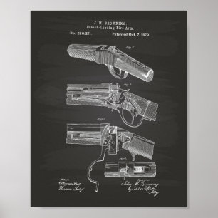Fire Arms 1879 Patent Art - Chalkboard Poster